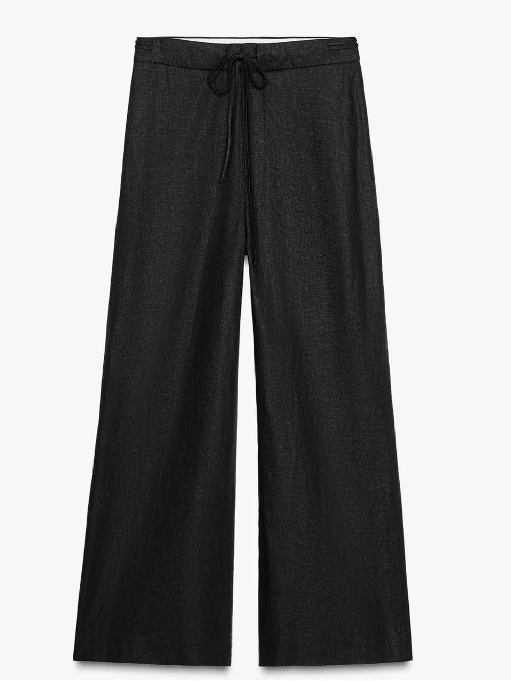 Zara Linen Blend Flowy Wide Leg Pants High Rise